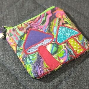Colorful Mushroom Appliqué Coin Purse